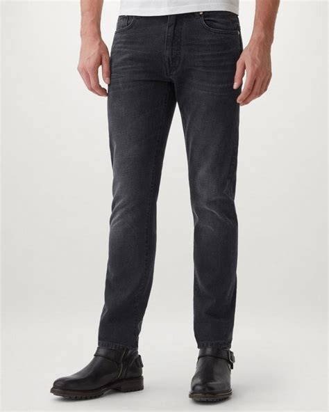 Men Jeans: Slim Fit, Regular Fit Washed Black Jeans.
